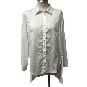 Jonathan Cohen Ikram Button Down Shirt Womens White High Low Deconstructed‎